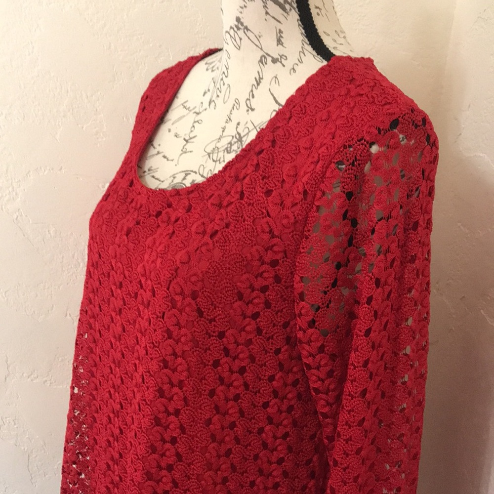 Jm Collection Beautiful Ruby Red Blouse. Size Lar… - image 4